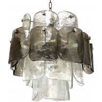 Italian Smoky Grey and Clear Glass Chandelier