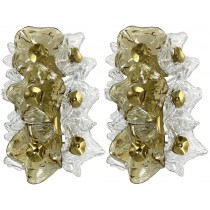 Pair of 1960 Zero Quatro Brass and Glass Sconces