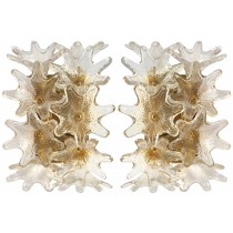 Pair of Italian Brass and Glass Sconces (Three Pair Available)