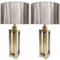 Pair of Romeo Rega Brass and Chrome Lamps 