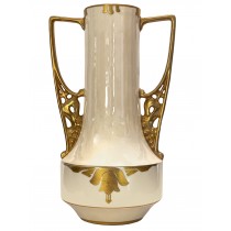 French Bavarian Art Nouveau Gilt Porcelain Vase