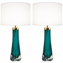 Pair of Thick Cased Aqua Glass Lamps from Craig Van Den Brulle to Order