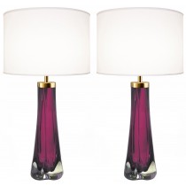 Pair of Thick Cased Raspberry Glass Lamps from Craig Van Den Brulle to Order