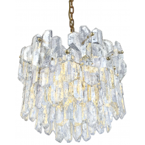 A luxuriant Thick Textured Glass and Brass Chandelier by J. T. Kalmar 