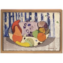 American Oil Still Life Painting of a Bowl of Fruit by Drake 1954