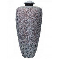 Tall Textured Stoneware Vessel in Black, Red and White by Skeffington Thomas