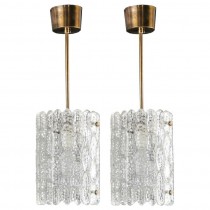 Pair of Carl Fagerlund for Orrefors Glass Pendant Lights