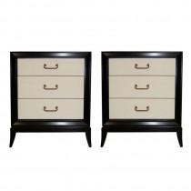 Pair of Ebonized Mahogany and Parchment Side Tables