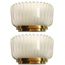 Pair of Archimede Seguso Fluted Glass Sconces