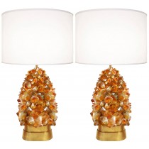 40% Off / Pair of Deep Amber Rock Crystal Lamps by Craig Van Den Brulle
