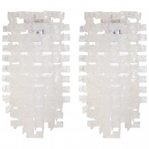 Pair of Large Italian Opalescent and Clear Glass Sconces