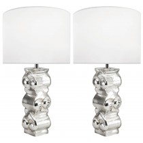 Pair of Swedish Textured Glass Lamps
