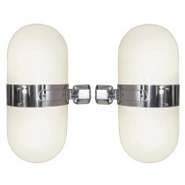 PAIR OF ITALIAN GLASS AND CHROME SCONCES