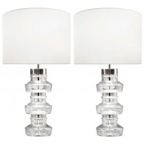 Pair of Carl Fagerlund for Orrefors Clear Glass Lamps