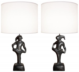 Pair of Black Abstract Figural Lamps by RIMA NY