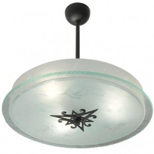 Italian Etched Glass Fixture