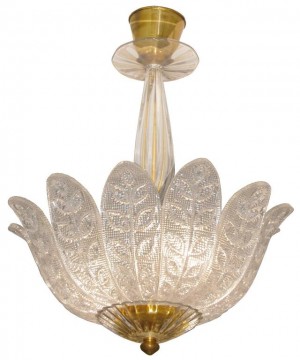 Early 20th Century European Glass and Brass Chandelier