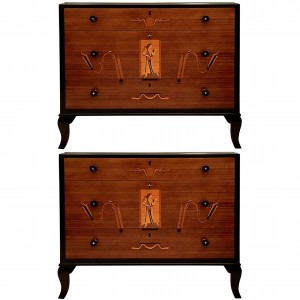 Italian Mahogany and Maple Chest of Drawers