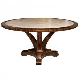 Delfine Macassar Ebony and Shagreen Table with Brass Detail