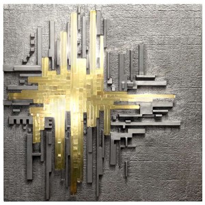 Cast Aluminum and Glass Illuminated Wall Sculpture by Poliarte