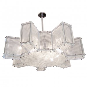 Hypoid Glass and Polished Nickel Chandelier
