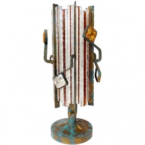 Abstract Patinated Bronze and Glass Lamp in the style of Poliarte