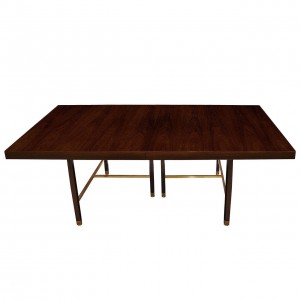 Rosewood and Brass Dining Table by Harvey Probber
