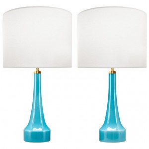 Pair of Holmegaard Blue Glass Lamps
