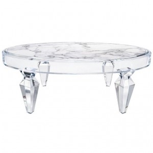 Avenir Oval Lucite and Stone Coffee Table