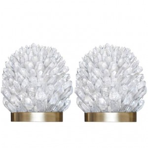 Pair of Rock Crystal and Bronze Sconces