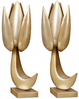 Pair of French Abstract Sculptural Bronze Lamps