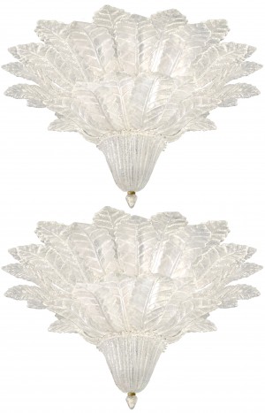 Pair of Barovier & Toso Glass Plume Chandeliers