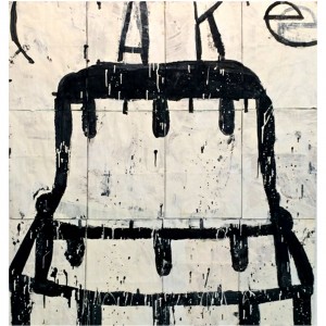 "Cake" Oil on Paper Bags by Gary Komarin