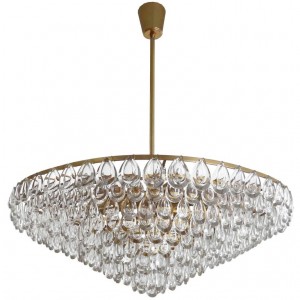 Brass and Glass Chandelier by Palwa