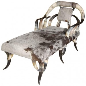 Horn & Cowhide Chaise Lounge