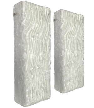 Pair of Large Italian Textural Glass Sconces
