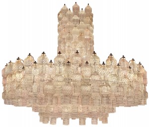 Original Pair of Seguso Vetri d'arte Chandeliers Designed by Flavio Poli 1960's 