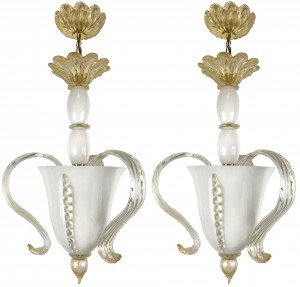 Pair of Italian Glass Chandeliers