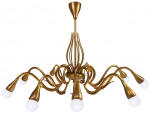 Large 1960s Italian Brass Chandelier