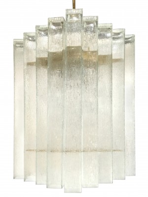 German Textural Glass Chandelier by Doria (Two Available)