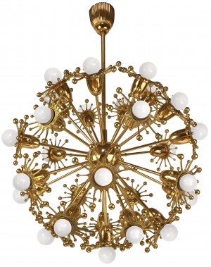 Gilt Brass Sputnik Chandelier by Palwa