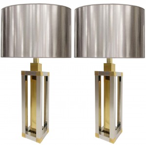 Pair of Romeo Rega Brass and Chrome Lamps 