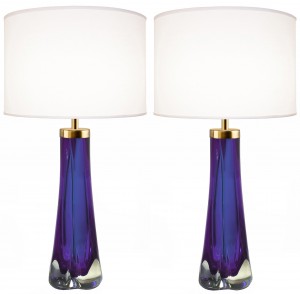 Pair of Thick Cased Purple Glass Lamps from Craig Van Den Brulle to Order