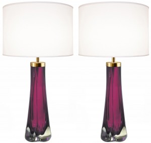 Pair of Thick Cased Raspberry Glass Lamps from Craig Van Den Brulle to Order