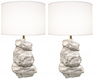 Pair of 1980s Sculptural Rock-Form Lamps