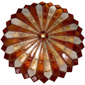 Large Brass and Glass Chandelier in the style of Poliarte