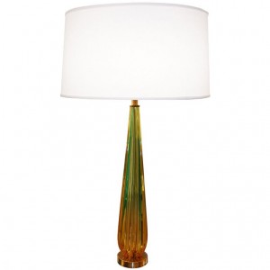 Seguso Amber & Green Fluted Glass Lamp