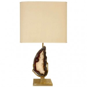 Willy Daro Large Bronze and Agate Lamp